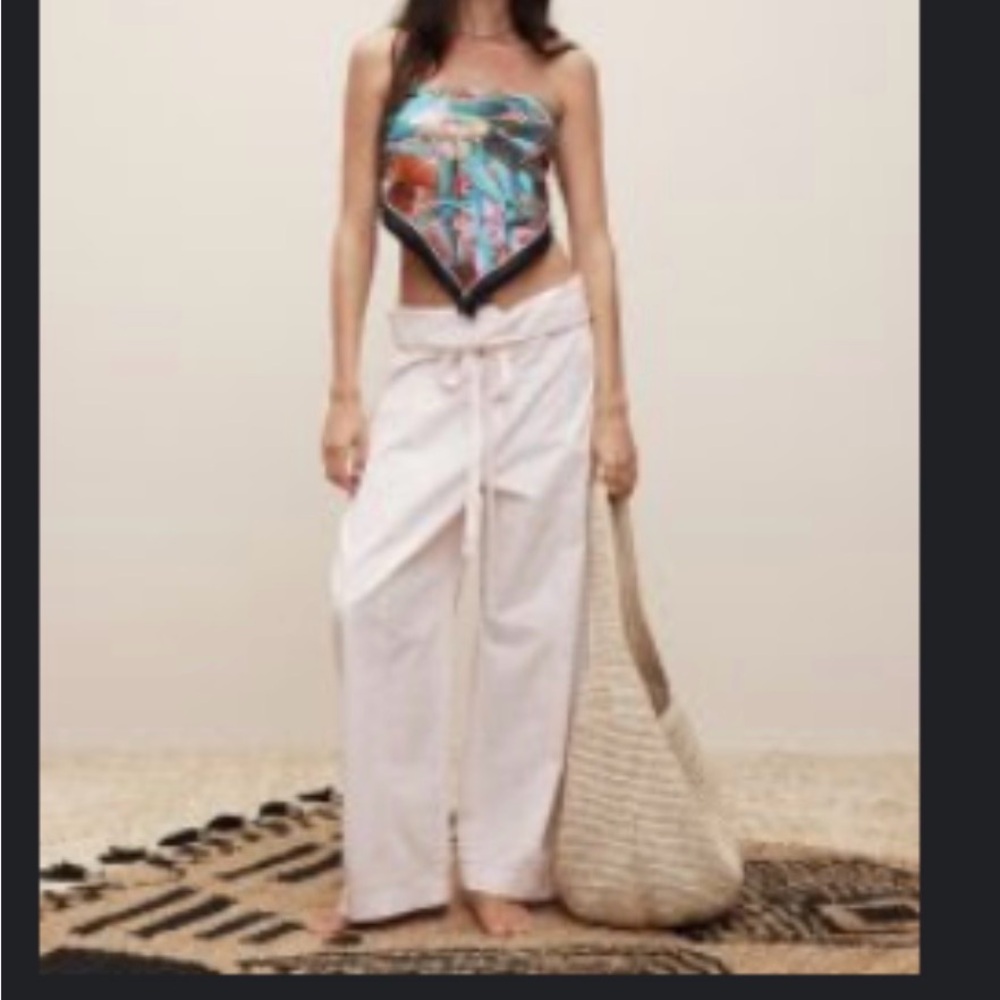 Banana Republic Pink HBO White Lotus Wide-Leg Tie-Waist Pants